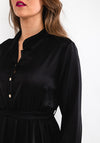 Seventy1 One Size Satin Curved Hem Midi Dress, Black