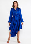 Seventy1 One Size Satin Curved Hem Midi Dress, Royal Blue