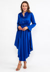 Seventy1 One Size Satin Curved Hem Midi Dress, Royal Blue