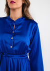 Seventy1 One Size Satin Curved Hem Midi Dress, Royal Blue
