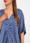 Serafina Collection One Size Geometric Knot Tunic Dress, Blue