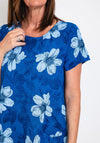 The Serafina Collection One Size Floral Print Cotton Tunic Dress, Blue