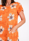 The Serafina Collection One Size Floral Print Cotton Tunic Dress, Orange