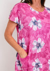 The Serafina Collection One Size Floral Print Cotton Tunic Dress, Pink