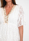 Serafina Collection One Size Laser Cut Lace Dress, White