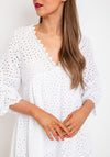 Serafina Collection One Size Broidery Mini Smock Dress, White