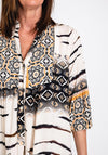 Serafina Collection One Size Long Print Smock Dress, Cream Black