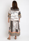 Serafina Collection One Size Long Print Smock Dress, Cream Black