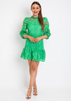 The Sofia Collection Crochet Mini Fitted Dress, Green