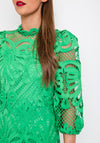 The Sofia Collection Crochet Mini Fitted Dress, Green