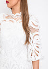 The Sofia Collection Crochet Mini Fitted Dress, White