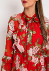 Serafina Collection Floral Ruffle Tiered Maxi Dress, Red