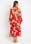Serafina Collection Floral Ruffle Tiered Maxi Dress, Red