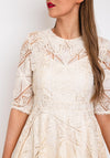 The Sofia Collection Crochet Collar A-Line Mini Dress, Cream