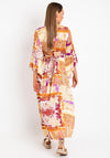 Serafina Collection Satin Damask Print Tie Maxi Dress, Gold Multi