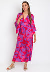 Serafina Collection Satin Floral Print Tie Maxi Dress, Pink Lilac