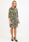 Seventy1 Modern Geometric Print Mini Shift Dress, Black & Yellow