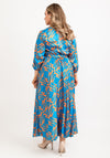 Seventy1 One Size Shape Pleated Maxi Dress, Blue & Orange