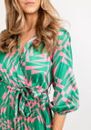 Seventy1 One Size Printed Design Pleated Maxi Dress, Green & Pink