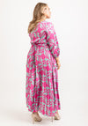 Seventy1 One Size Shape Pleated Maxi Dress, Pink & Green