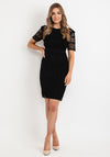 Seventy1 Floral Lace Fitted Mini Dress, Black
