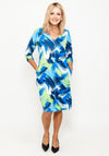 Leon Collection Brushstroke Print Shift Dress, Blue & Green