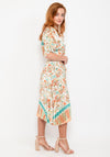 Seventy1 One Size Pleat Print Midi Dess, Beige Multi