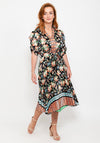 Seventy1 One Size Pleat Print Midi Dess, Black Multi