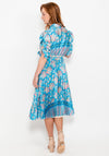 Seventy1 One Size Pleat Print Midi Dess, Blue Multi