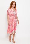 Seventy1 One Size Pleat Print Midi Dess, Pink Multi
