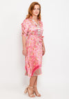 Seventy1 One Size Pleat Print Midi Dess, Pink Multi