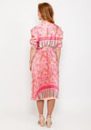 Seventy1 One Size Pleat Print Midi Dess, Pink Multi