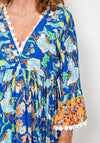Seventy1 One Size Floral Bell Sleeve Maxi Dress, Blue