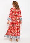 Seventy1 One Size Floral Bell Sleeve Maxi Dress, Red