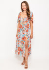 Seventy1 Floral Cut Out Midi Dress, Ecru Multi