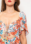 Seventy1 Floral Cut Out Midi Dress, Ecru Multi