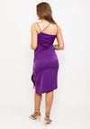 Seventy1 Satin Chain Strap Ruched Dress, Aubergine