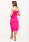 Seventy1 Satin Chain Strap Ruched Dress, Fuchsia