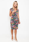 Seventy1 Leaf Print Ruched Waist Mini Dress, Multi