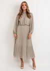 Seventy1 One Size Blouson Waist Midi Dress, Beige Multi