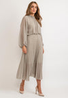 Seventy1 One Size Blouson Waist Midi Dress, Beige Multi