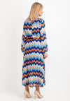 Seventy1 One Size Patterned Blouson Waist Midi Dress, Blue Multi