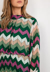 Seventy1 One Size Patterned Blouson Waist Midi Dress, Green Multi