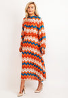 Seventy1 One Size Patterned Blouson Waist Maxi Dress, Orange Multi
