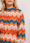Seventy1 One Size Patterned Blouson Waist Maxi Dress, Orange Multi