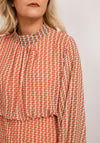 Seventy1 One Size Patterned Blouson Waist Maxi Dress, Orange