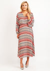 Seventy1 One Size Zig Zag Print Dress, Beige Red Multi