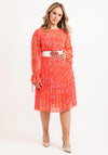 Seventy1 One Size Abstract Round Neck Midi Dress, Orange