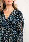 Seventy1 Leopard Print Wrap Mini Dress, Blue Multi