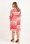 Seventy1 One Size Zig Zag Pleated Mini Dress, Pink Multi